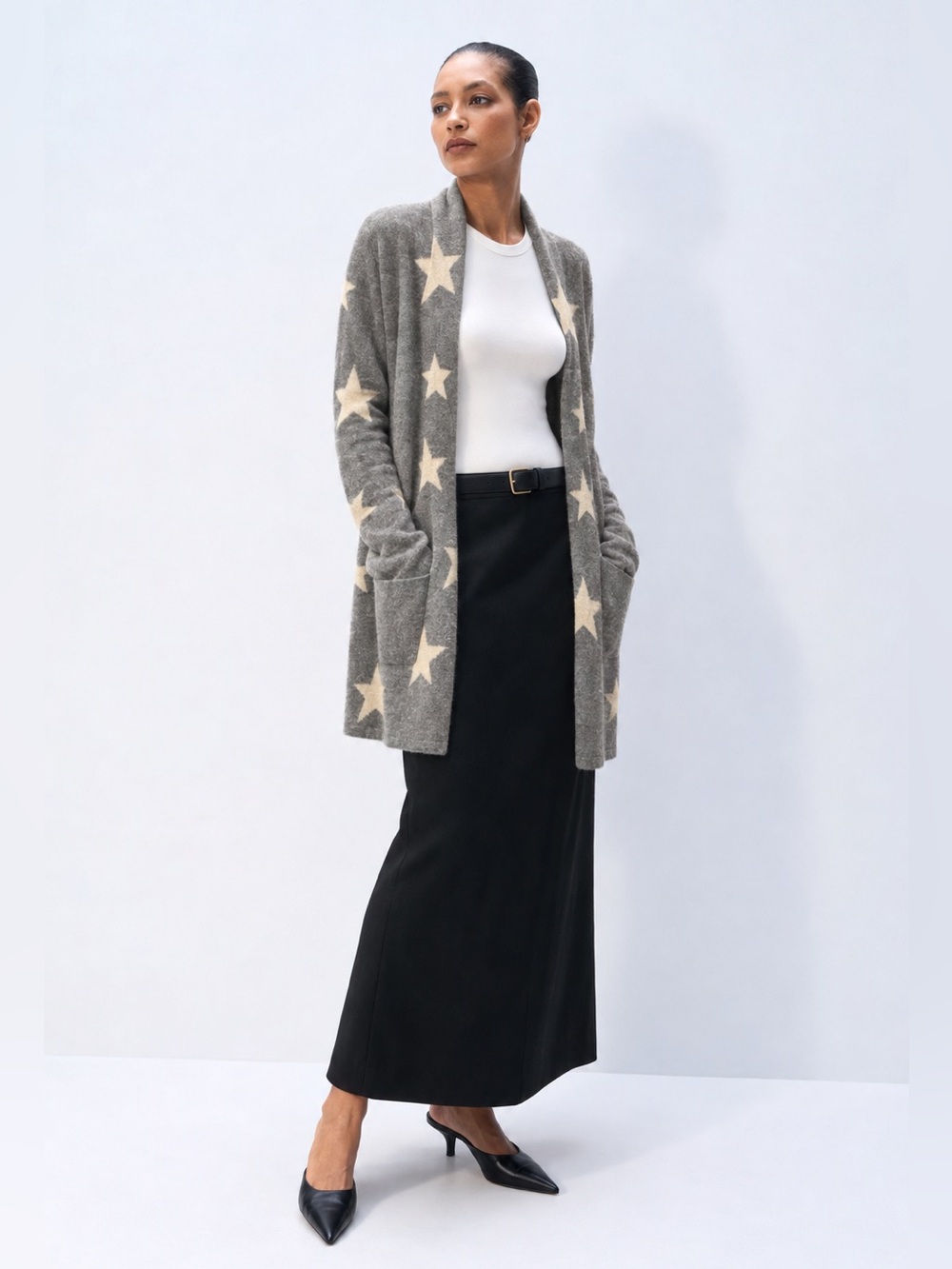 Brodie fine cashmere $600 Star Longline Open Cardigan